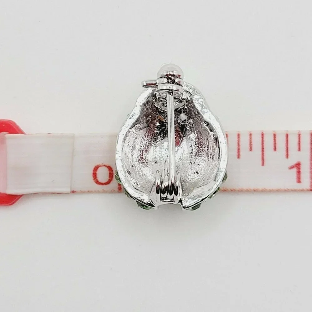 Pave Rhinestone Ladybug Brooch 5/8